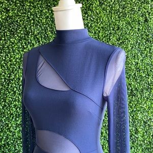 Fallen Angel Mesh Midi Dress - Navy